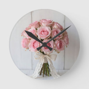 Roze Rozenboeket Parel Kant Romantisch Ronde Klok