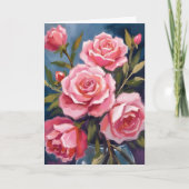 Roze Rozenboeket Schildering Kaart (Voorkant)