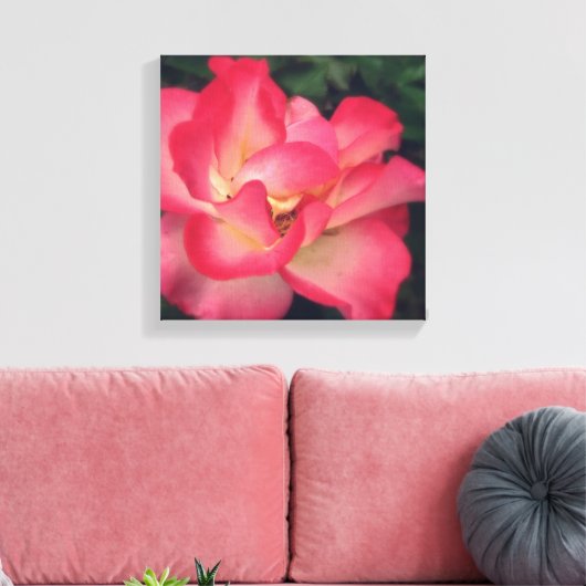Roze rozencanvas afdrukken (Insitu (Woonkamer))