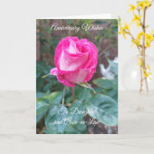 Roze rozendochter en Jubileum voor weddenschappen Kaart (Gele Bloem)