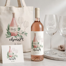 Roze rozenfles met monogram Proost op de liefde