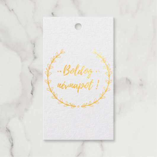 Roze rozenfoto - Hongaarse naam dag- luxe Cadeaulabels (Voorkant)