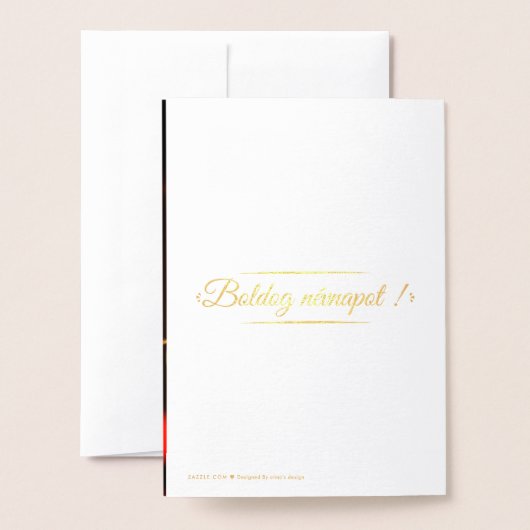 Roze rozenfoto - Hongaarse naam dag- luxe Folie Kaarten (Met envelop)