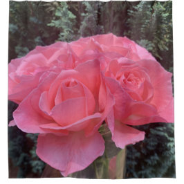 Roze rozengordijn douchegordijn