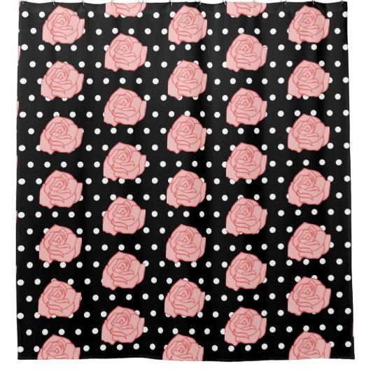 Roze rozengordijn douchegordijn (Voorkant)