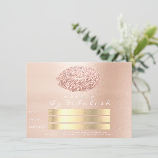 Roze Rozengoud Blush Skinny Makeup Lips Gift Kaart (Staand voorkant)