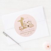 Roze RozenKasteel Prinses 1e verjaardag Ronde Sticker (Envelop)