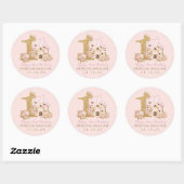 Roze RozenKasteel Prinses 1e verjaardag Ronde Sticker (Vel)