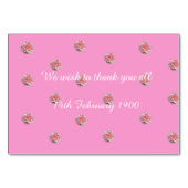 Roze Rozenknop Gepersonaliseerde tafel en naambord Kaart (Achterkant)