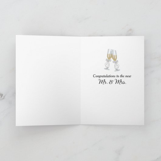 Roze Rozenknop voor bruiloft Kaart (Binnen)