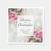 Roze Rozenknoppen en pioenen Elegante bruiloft Servet (Voorkant)