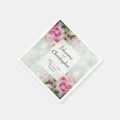 Roze Rozenknoppen en pioenen Elegante bruiloft Servet (Hoek)