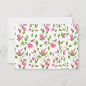Roze Rozenknoppen Op Witte Trouw-RSVP RSVP Kaartje (Achterkant)