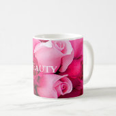 Roze rozenkoffie koffiemok (Voorkant rechts)