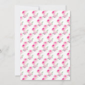 Roze Rozenkrans Coquette Strik Bruiloft Kaart (Achterkant)