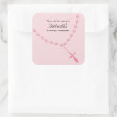 Roze Rozenkrans Meisjes Communie sticker (Tas)