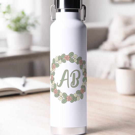 Roze Rozenkrans Monogram Waterfles