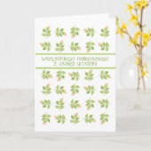 Roze Rozenkransen Pools Taal Verjaardag Kaart (Gele Bloem)