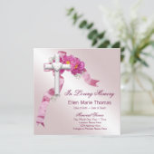 Roze Rozenkruis in liefdevolle herinnering Kaart (Staand voorkant)