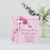 Roze Rozenkruis in liefdevolle herinnering Kaart (Staand voorkant)