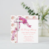 Roze Rozenkruis in liefdevolle herinnering Kaart (Staand voorkant)