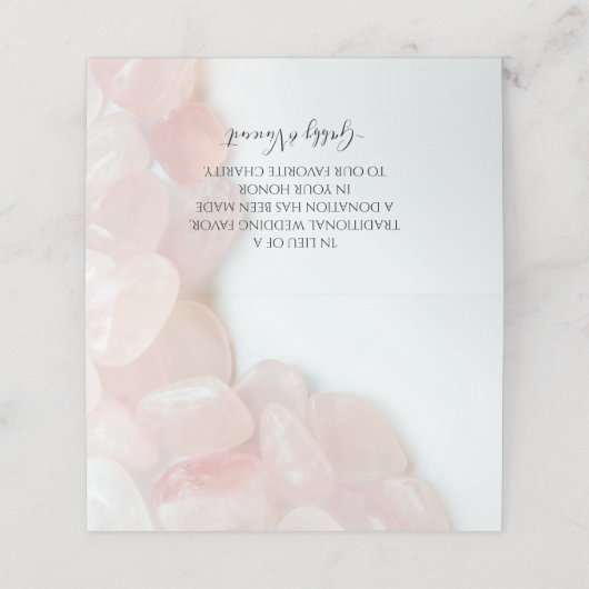 Roze Rozenkwarts bruiloft liefdadigheid gunsten Plaatskaartje (Buitenkant ongevouwen)