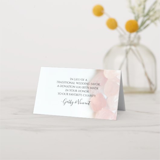Roze Rozenkwarts bruiloft liefdadigheid gunsten Plaatskaartje (Achterkant)