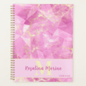 Roze Rozenkwarts geometrisch marmer met goud Planner (Voorkant)