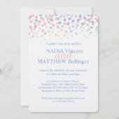 Roze rozenkwarts & sereniteit blauwe bruiloft uitn kaart (Achterkant)