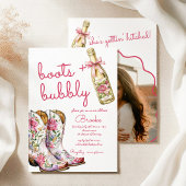 Roze rozenlaarzen en bubbelig Vrijgezellenfeest Kaart