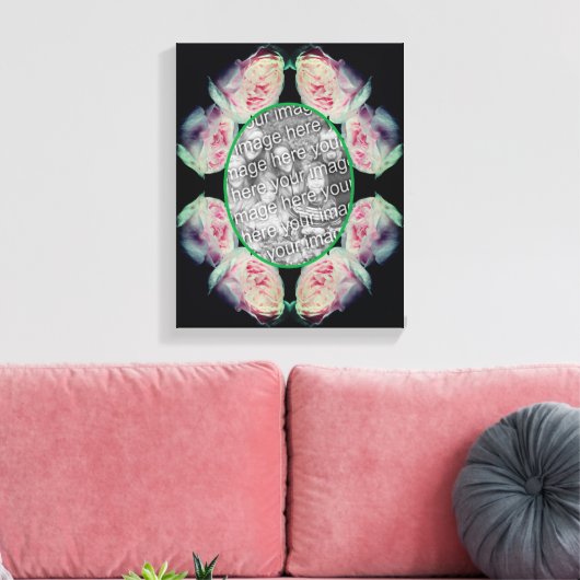 Roze rozenlijst Maak je eigen foto Canvas Afdruk (Insitu (Woonkamer))