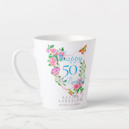 Roze Rozenlint 50e Verjaardag Latte Mok