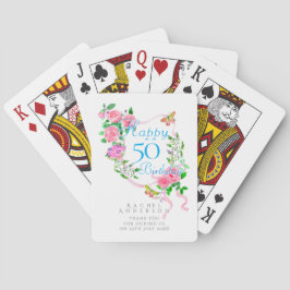 Roze Rozenlint 50ste Verjaardag Pokerkaarten