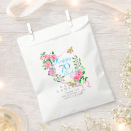 Roze Rozenlint 70e Verjaardag Bedankzakje
