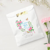 Roze Rozenlint 70e Verjaardag Bedankzakje (Gezegeld)