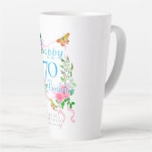 Roze Rozenlint 70ste Verjaardag Latte Mok (Rechterhoek)