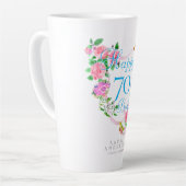Roze Rozenlint 70ste Verjaardag Latte Mok (Linkerhoek)