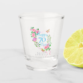Roze Rozenlint 70ste Verjaardag Shot Glas