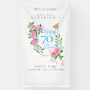 Roze Rozenlint 70ste Verjaardag Spandoek