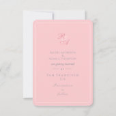 Roze Rozenlint Monogram Foto Bruiloft Save The Date (Achterkant)