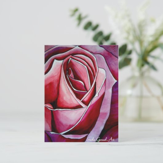 Roze rozenmacrobloem briefkaart (Staand voorkant)