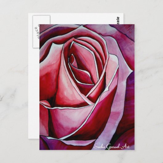 Roze rozenmacrobloem briefkaart (Voorkant / Achterkant)