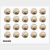 Roze rozenmandje ronde sticker (Vel)