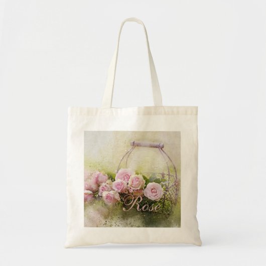Roze rozenmandje tote bag (Voorkant)