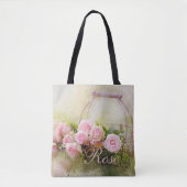 Roze rozenmandje tote bag (Voorkant)