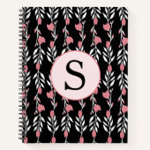  roze rozenmonogram thema notitieboek (Voorkant)