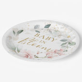 Roze rozenolie Baby shower Papieren Bordje (Gekanteld)