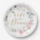 Roze rozenolie Baby shower Papieren Bordje (Voorkant)