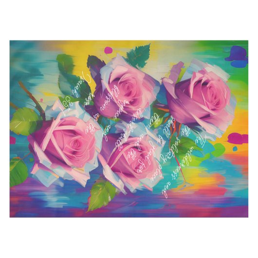 Roze rozenolie Vette kleurrijke achtergrond Tafelkleed (Voorkant (Horizontaal))