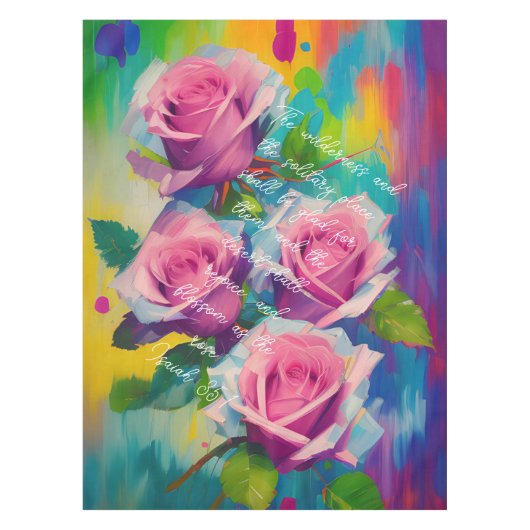 Roze rozenolie Vette kleurrijke achtergrond Tafelkleed (Voorkant)